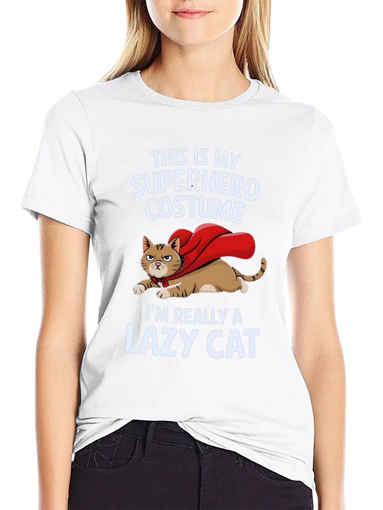 Superhero Lazy Cat Graphic Tee