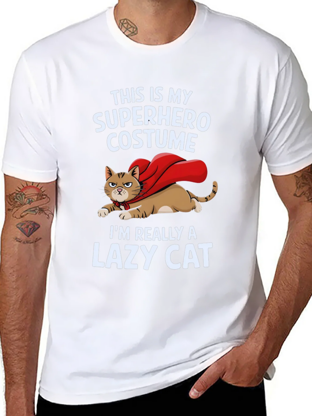 Superhero Lazy Cat Graphic Tee