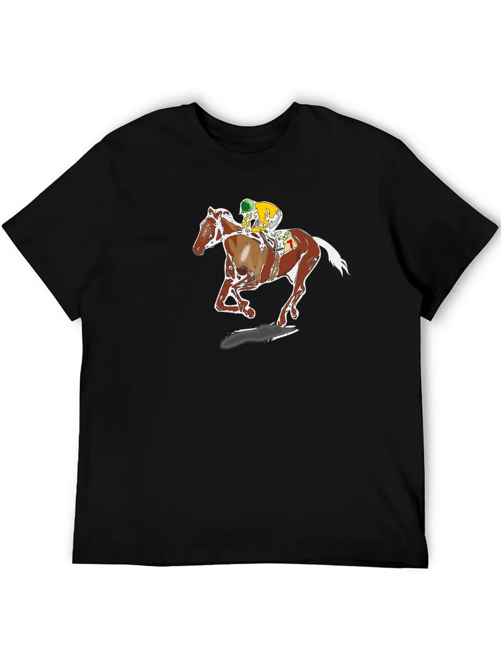 Horse Racing Graphic Tee - Black Cotton T-Shirt