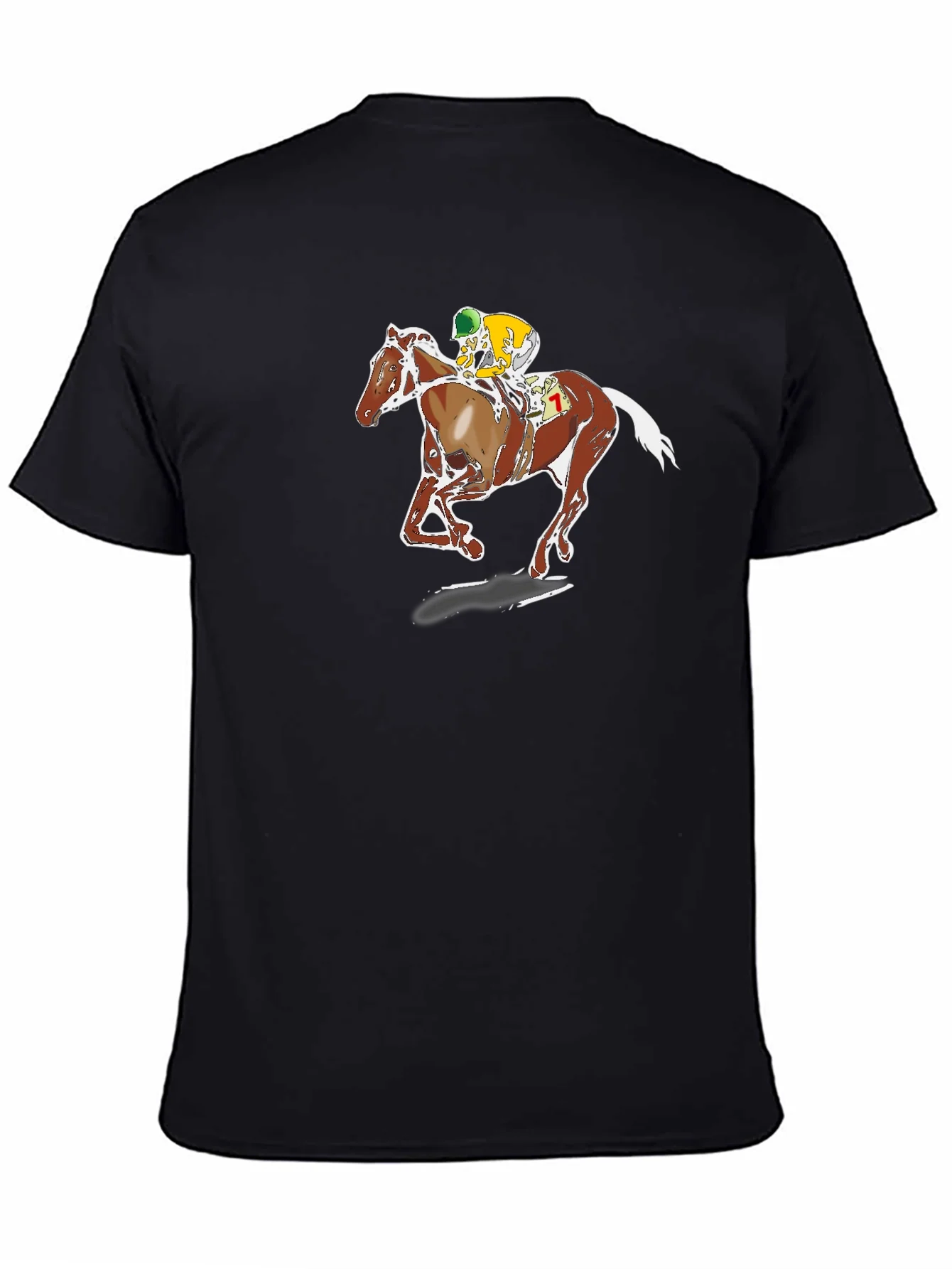 Horse Racing Graphic Tee - Black Cotton T-Shirt