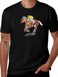 Horse Racing Graphic Tee - Black Cotton T-Shirt