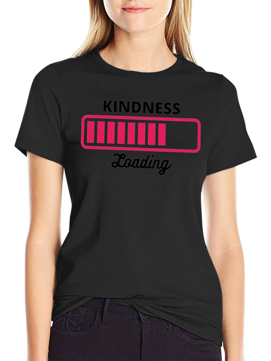 Kindness Loading Black Graphic Tee - Trendy Unisex T-Shirt