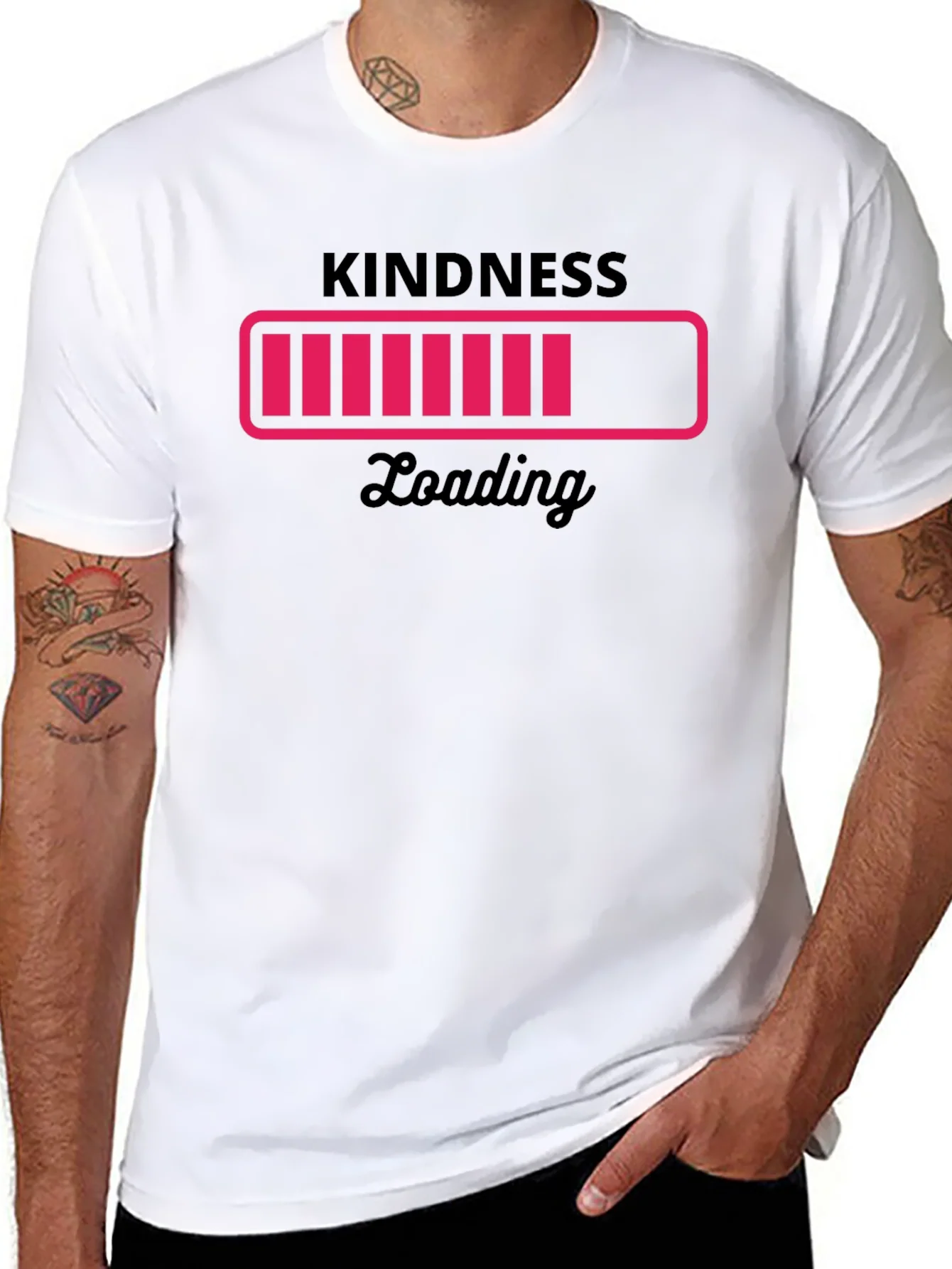 Kindness Loading Black Graphic Tee - Trendy Unisex T-Shirt