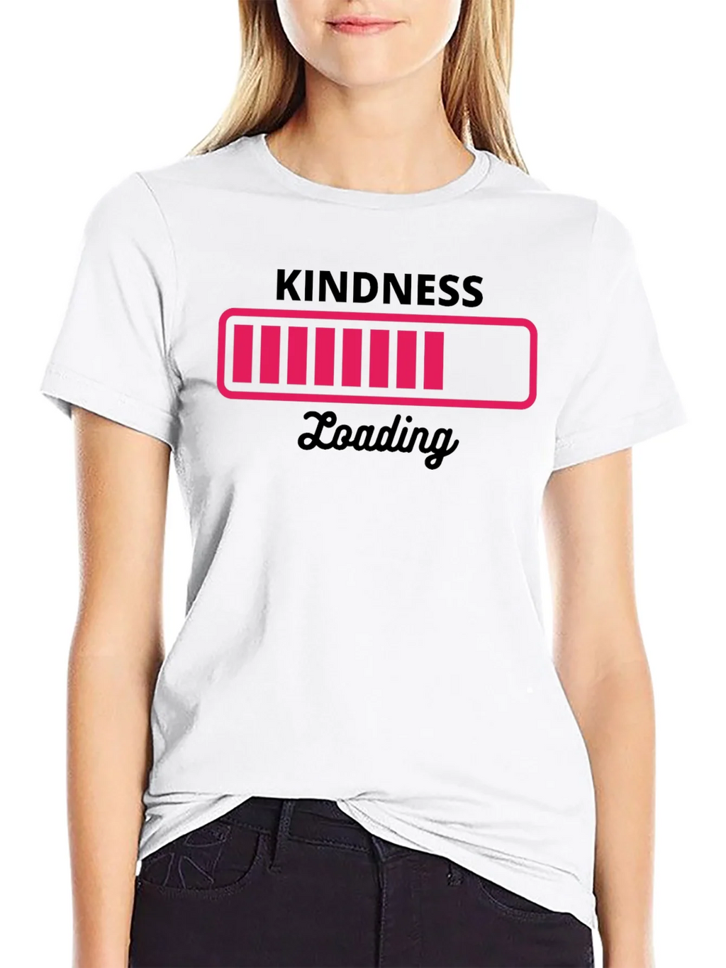 Kindness Loading Black Graphic Tee - Trendy Unisex T-Shirt