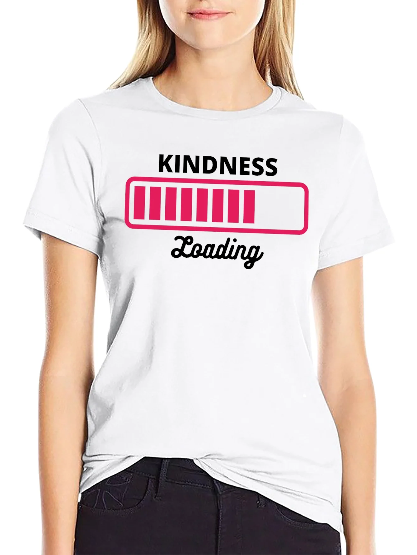 Kindness Loading Black Graphic Tee - Trendy Unisex T-Shirt